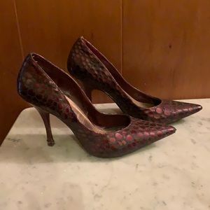 BCBG purple crocodile style stilettos